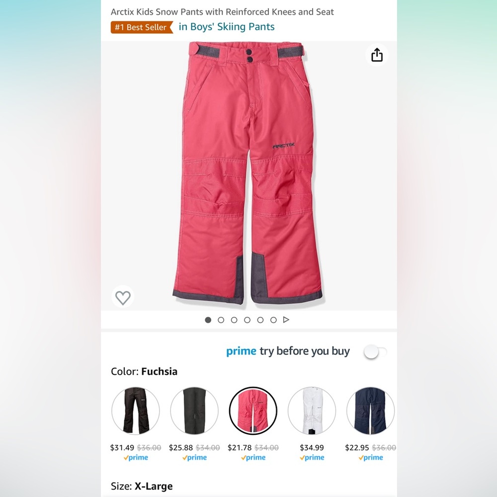 Arctix Kids Snow Pants with Reinforced Knees and Seat